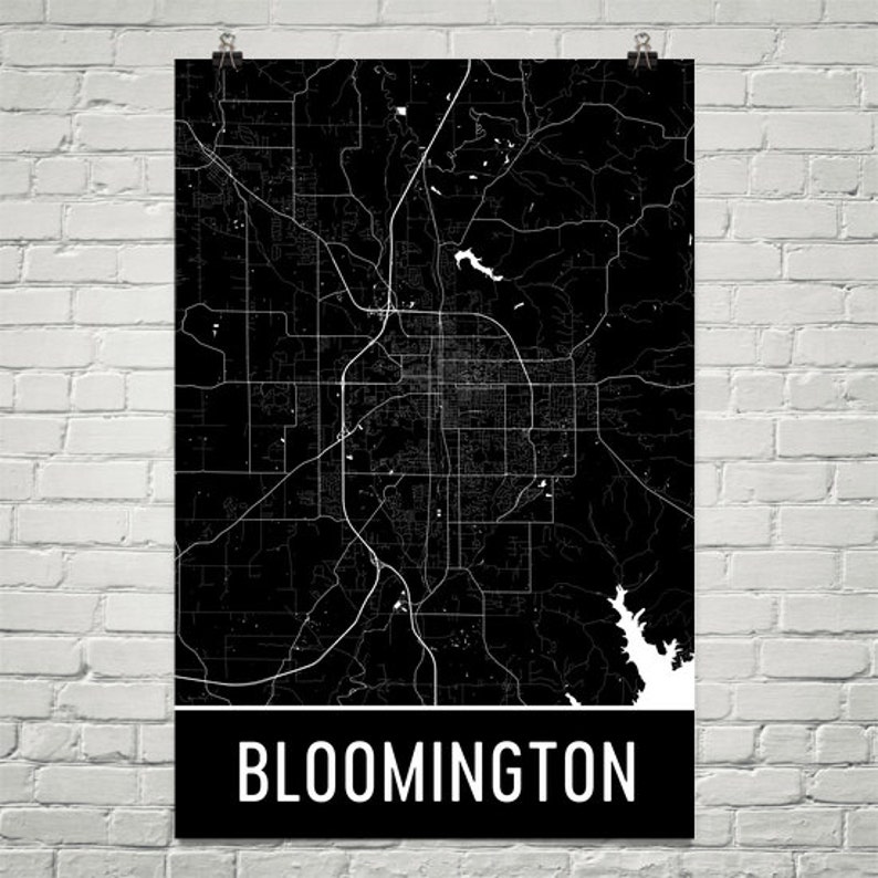 Bloomington Map Bloomington IN Art Bloomington Print Etsy