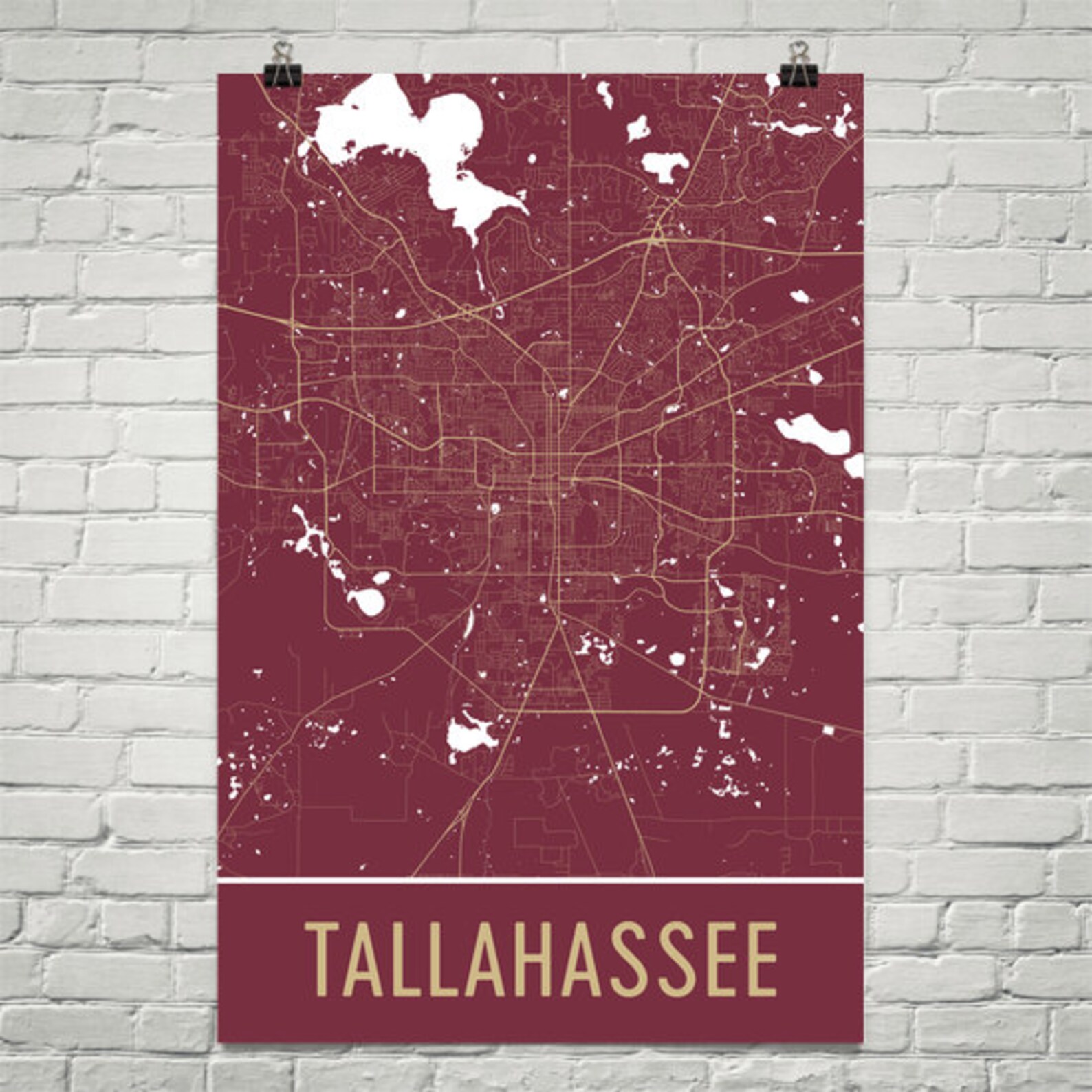 Tallahassee Map Tallahassee Art Tallahassee Print Etsy