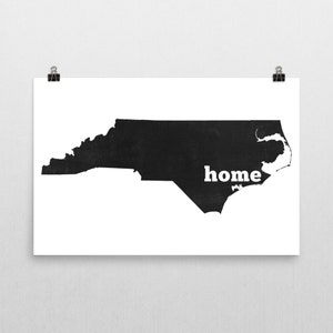 North Carolina Home, Map of North Carolina, North Carolina State, North Carolina Wall Art, Map, Sign, Art, Print, Gifts, Decor, Poster