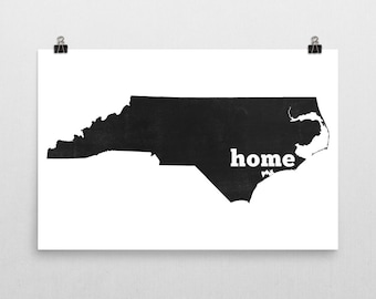 North Carolina Map Art Print: NC Home State Decor