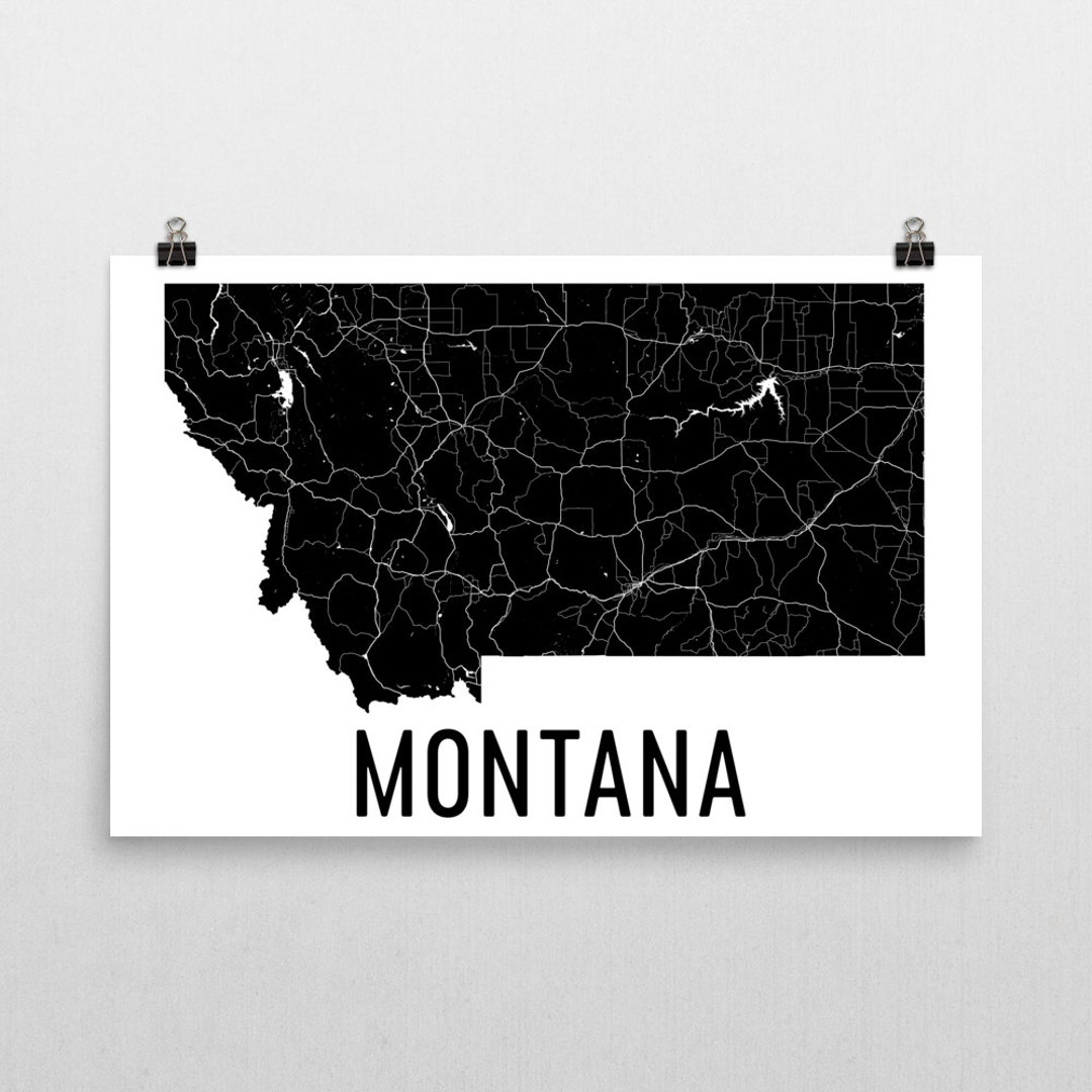 Montana Art, Montana Gifts, Montana Map, Montana Print, Montana Wall