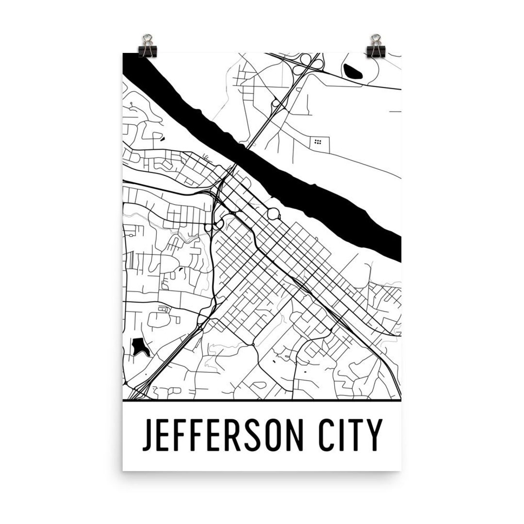 Jefferson City Map, Jefferson City Art, Jefferson City Print, Jefferson