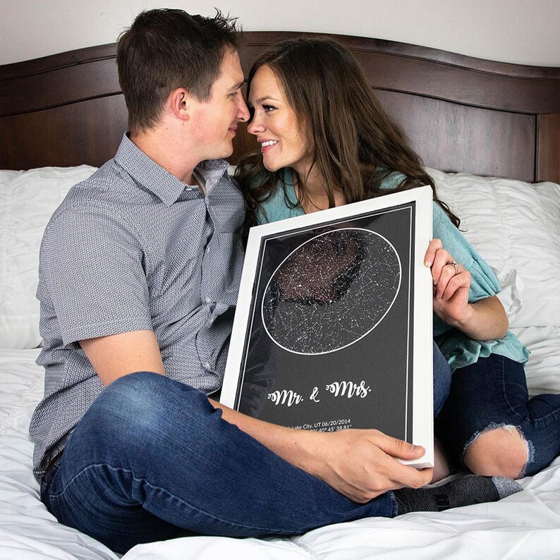Valentine's Day Gift For Him, For Her, For Boyfriend, For Husband, For Girlfriend, For Wife, Personalized Valentines Gift, Star Map image 2