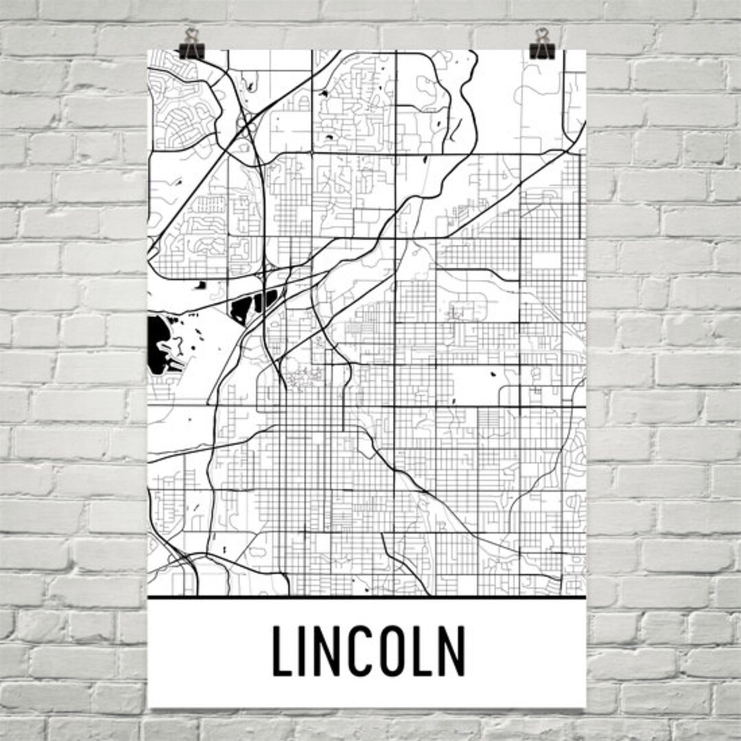 Lincoln Map Lincoln Art Lincoln Print Lincoln NE Poster Etsy