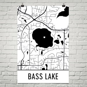 Bass Lake Minnesota, mapa de lago bajo, Minnestora lagos mapa, mapa de Lake, MN lago arte, lago Bass, Bass Lake MN, Minnesota arte de pared
