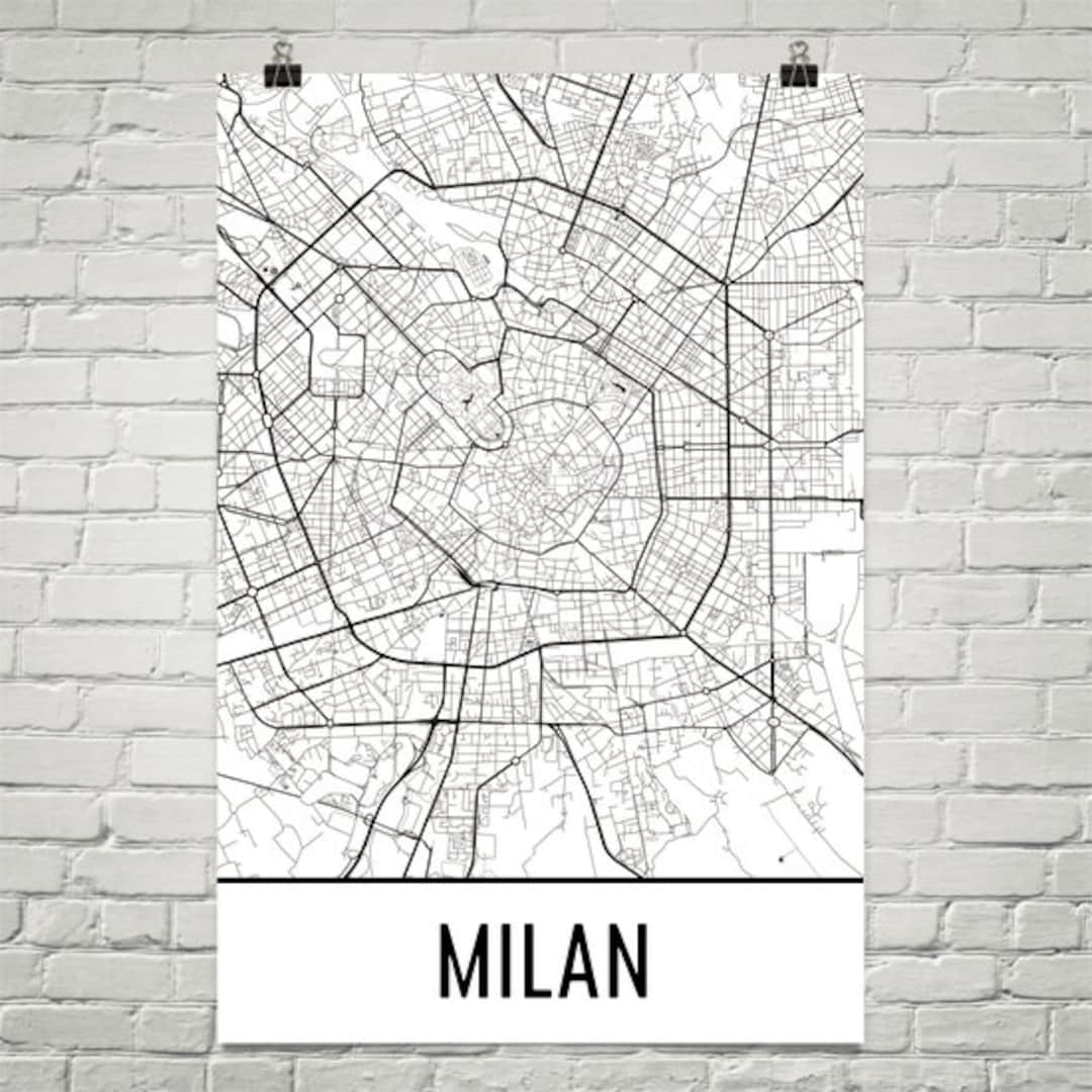 Milan Map, Milan Art, Milan Print, Milan Italy Poster, Milan Wall Art ...
