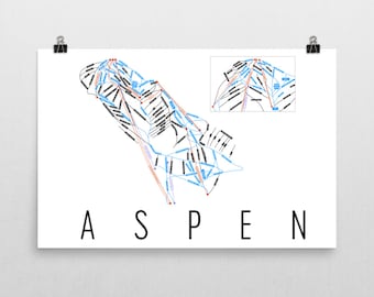 Aspen Ski Map Art, Aspen Colorado, Aspen Art, Aspen Wall Art, Aspen Trail Map, Aspen Ski Resort Print, Aspen Print, Aspen Gift, Colorado Map