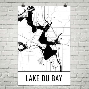See Du Bay Wisconsin, See Du Bay WI, Wisconsin Karte, Wisconsin Dekor, See-Karte, Du Bay Lake Kunst, Kunst, Cottage-Dekor, Du Bay WI
