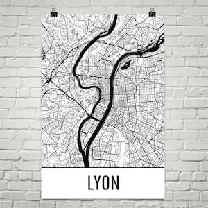 Lyon Map, Lyon Art, Lyon Print, Lyon France Art Poster, Lyon Wall Art, Lyon Gift, Birthday, Map of Lyon, Lyon Poster, Decor, Modern, Art