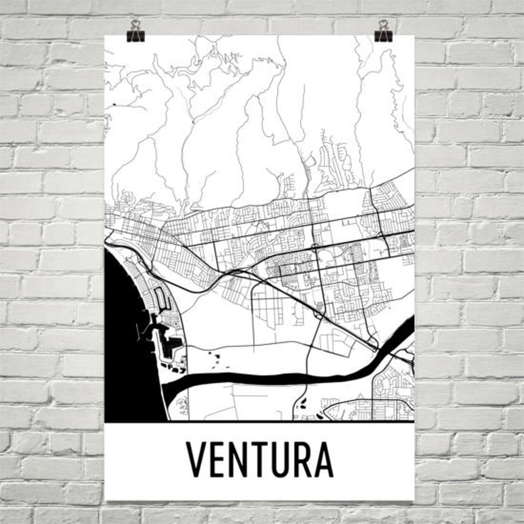 Ventura Map, Ventura Art, Ventura Print, Ventura CA Poster, Ventura