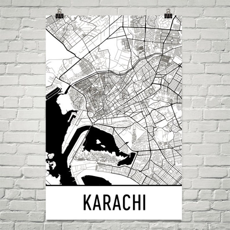 Karachi Map Karachi Art Karachi Print Karachi Pakistan Etsy