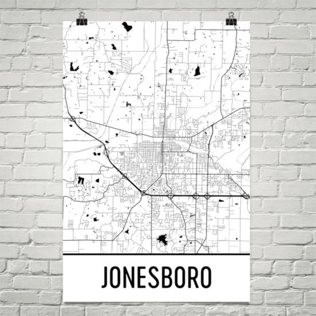 Jonesboro Map Jonesboro Art Jonesboro Print Jonesboro AR Etsy