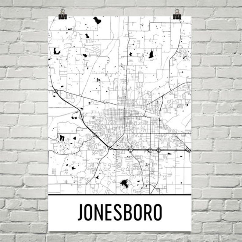 Jonesboro Map Jonesboro Art Jonesboro Print Jonesboro AR Etsy