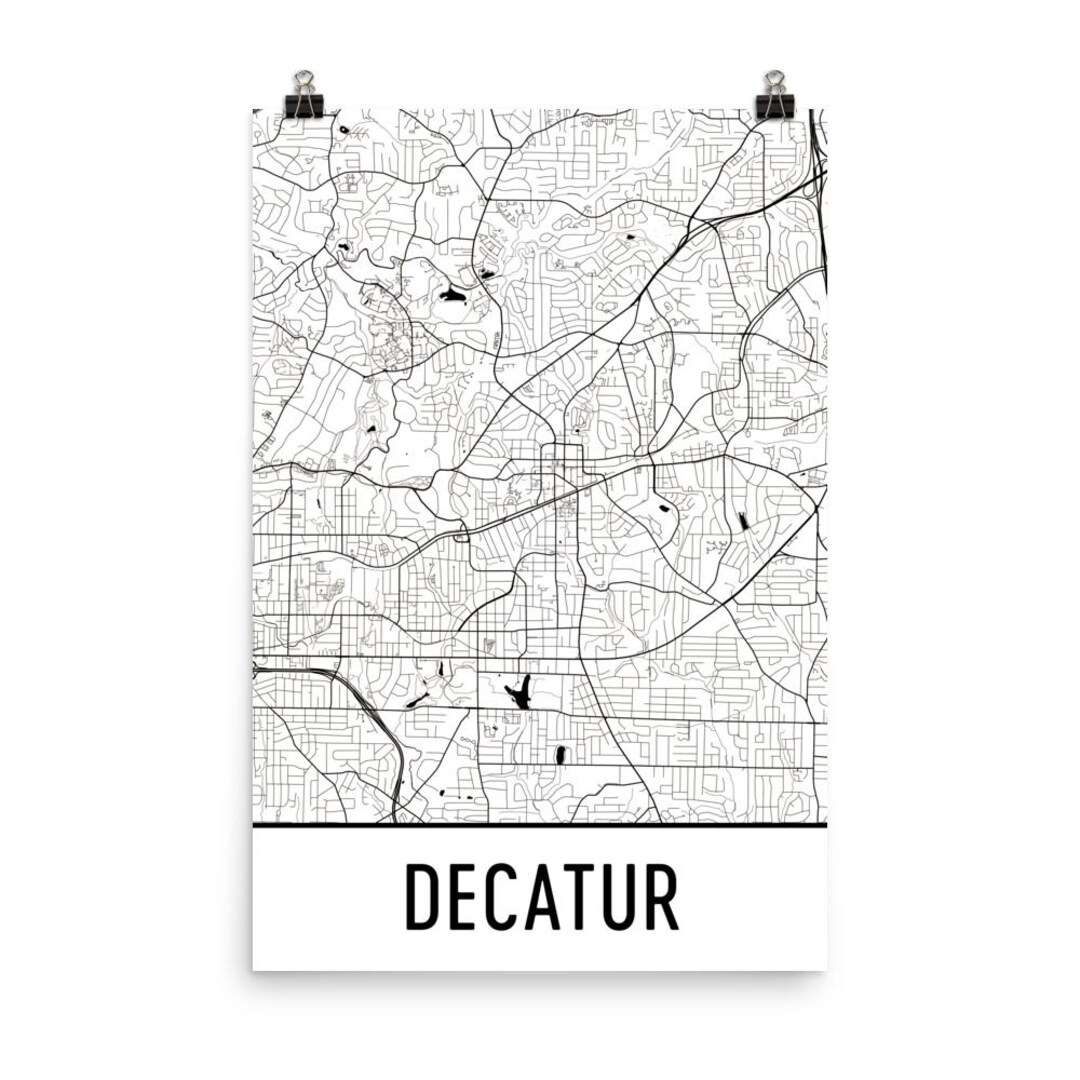 Decatur Map, Decatur GA Art, Decatur Print, Decatur Georgia Poster 