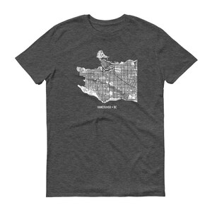 Camisa de Vancouver, Vancouver BC, camiseta de Vancouver, Vancouver regalo, Vancouver te, mapa de camisa, Canadá Vancouver mapa, Columbia Británica, Vancouver