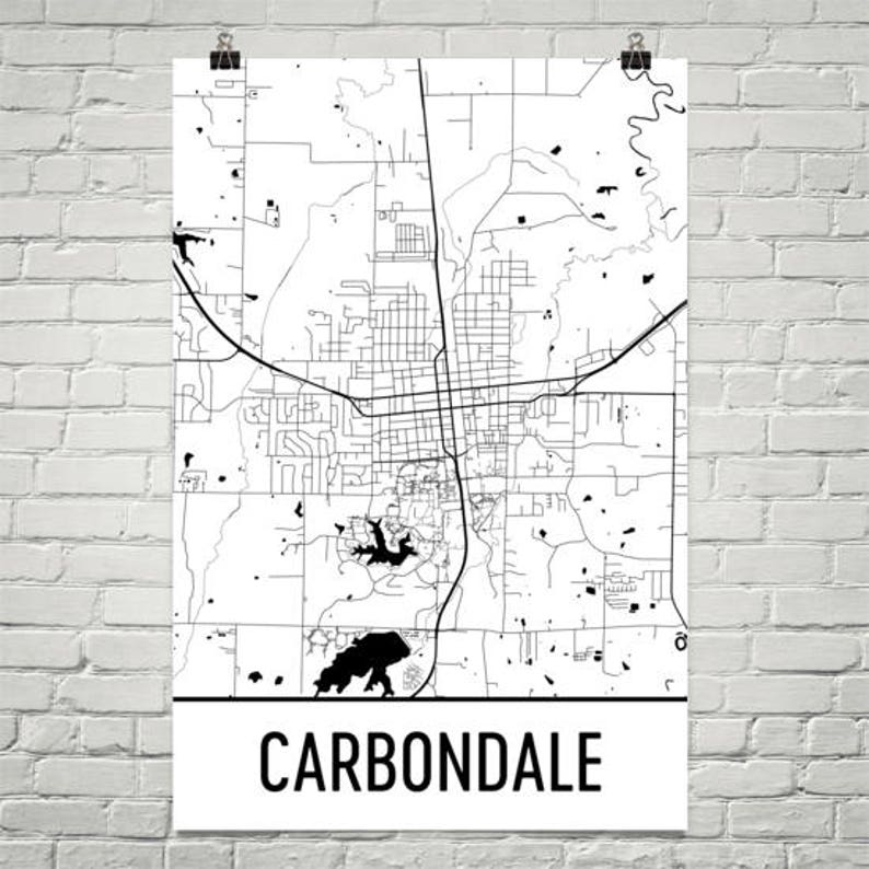 Carbondale IL Map Carbondale Illinois Art Carbondale Print Etsy