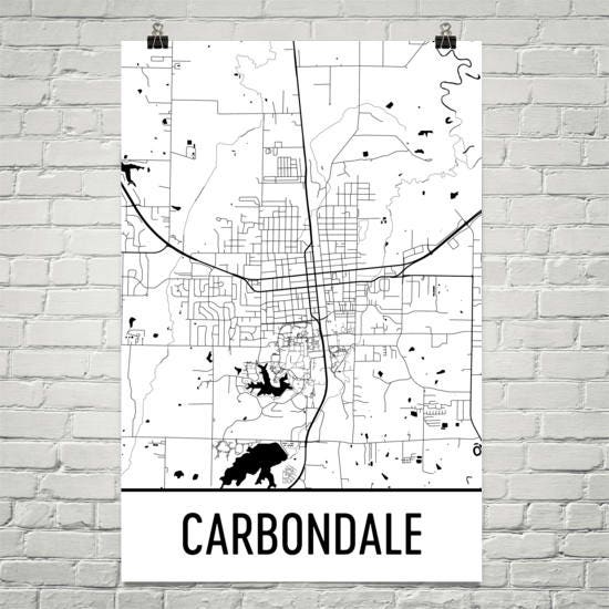Carbondale IL Map Carbondale Illinois Art Carbondale Print Etsy