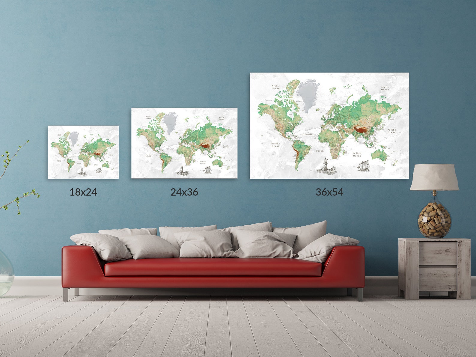 Vintage Topographic World Map Wall Art Push Pin Topographic | Etsy