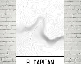 El Capitan Topographic Print: Yosemite National Park Art