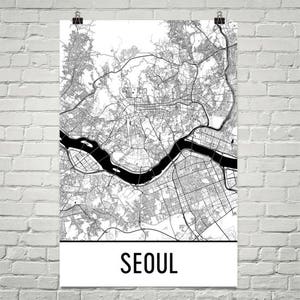 Seoul Map, Seoul Art, Seoul Print, Seoul Poster, Seoul Wall Art, Seoul Gift, Map of Seoul, South Korea Poster, Korean Decor, South Korea Art