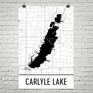 Carlyle Lake IL, Carlyle Lake Illinois, Carlyle carte du lac, l’Illinois Illinois carte lacs, Carlyle Lake Art, Illinois Illinois Art Decor