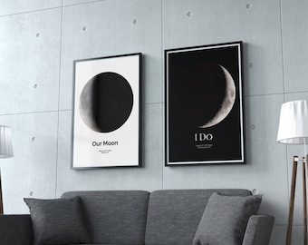 Impresión personalizada de las fases lunares, regalo de aniversario personalizado