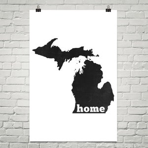 Michigan Home, Michigan State, Map of Michigan, Michigan Gifts, Michigan Art, Michigan Map, Michigan Print, Wall Art, Sign, Decor, Poster