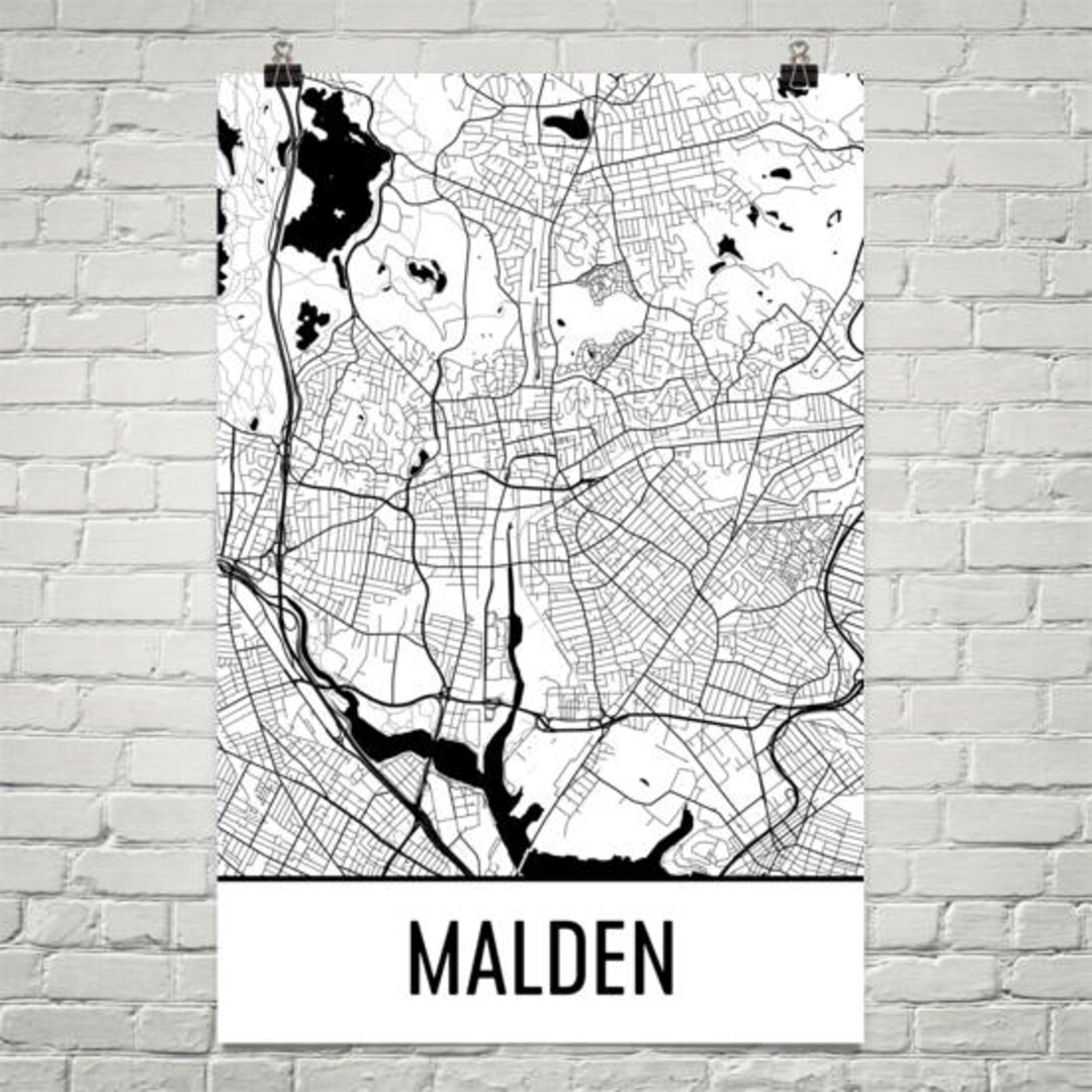 Malden MA Map, Malden Massachusetts Art, Malden Print, Malden Poster, Malden Wall Art, Malden