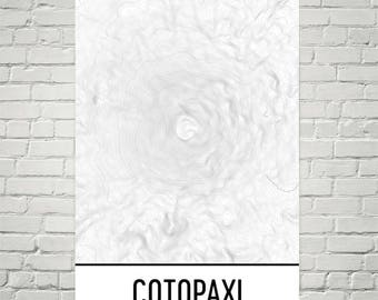 Cotopaxi Volcano Topographic Map Print: Ecuador Andes Art