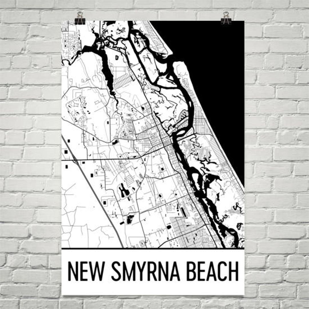 New Smyrna Beach Florida Map, New Smyrna Beach Art, New Smyrna Print