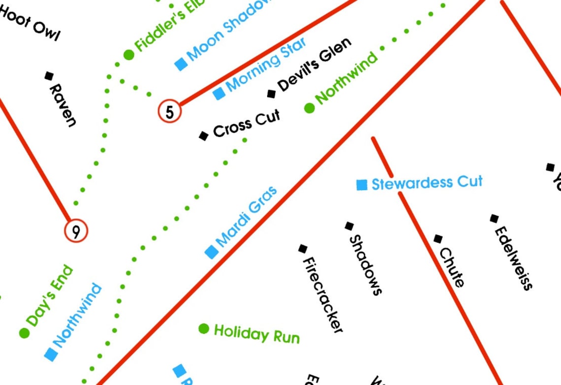 Holiday Valley Ski Map Art Upstate New York Holiday Valley Etsy