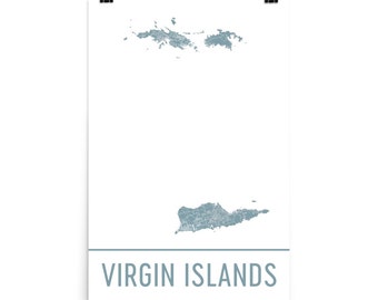 US Virgin Islands Map Art Print: Modern USVI Street Map Poster