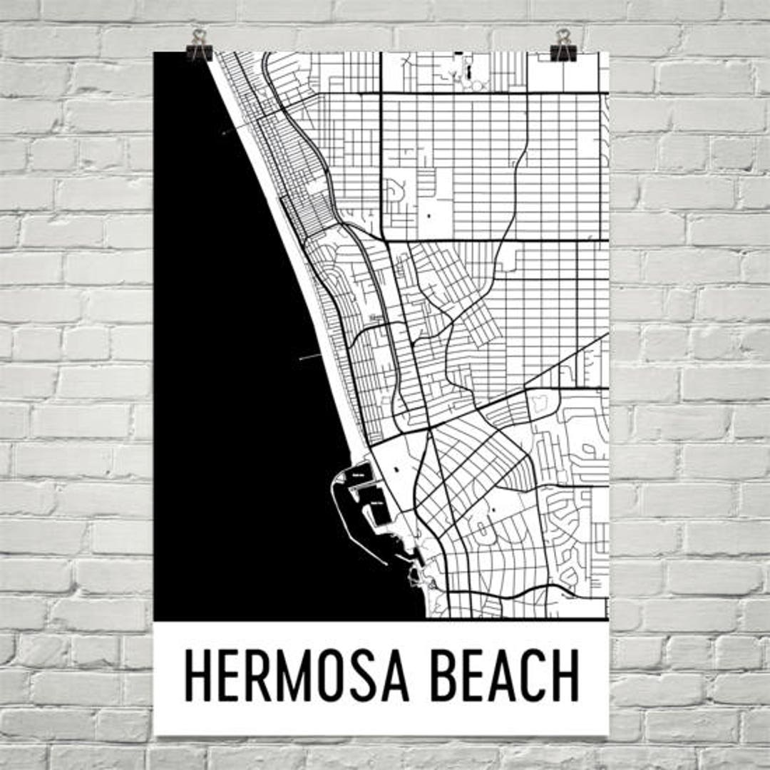 Hermosa Beach CA Map, Hermosa Beach Art, Hermosa Beach Print, Hermosa