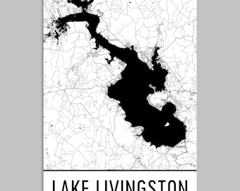 Lake Livingston Texas Map Art: Polk County Decor