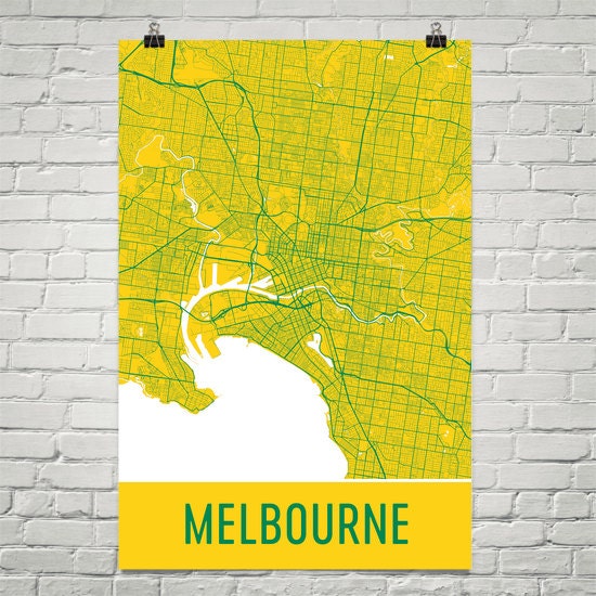 Melbourne Map, Melbourne Art, Melbourne Print, Melbourne Australia