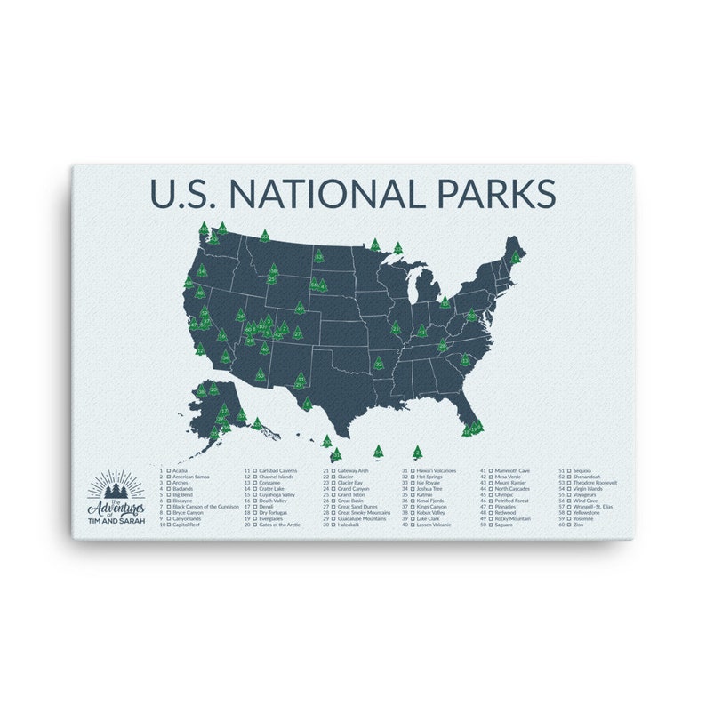 Personalized US National Park Map: Push Pin Travel Tracker - Etsy