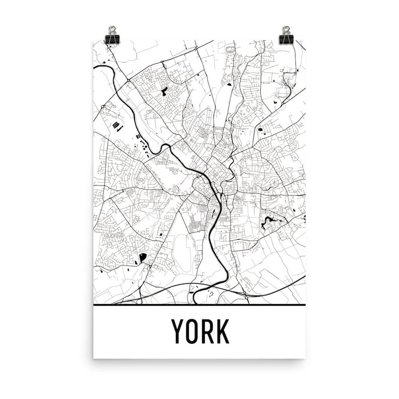 York Map York England Art York Print York UK Poster York Etsy