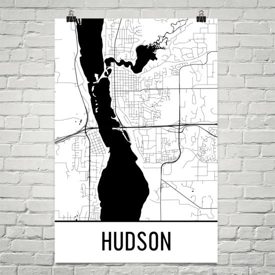 Hudson WI Map Art Print Modern Wisconsin Wall Decor Etsy Il Ln8d 
