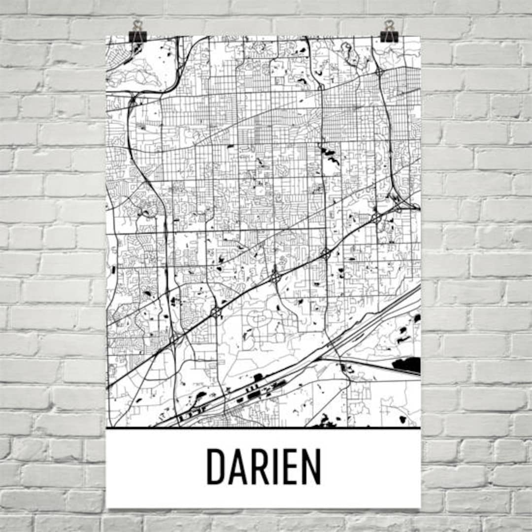 Darien IL Map, Darien Illinois Art, Darien Print, Darien Poster, Darien Wall Art, Illinois Gifts