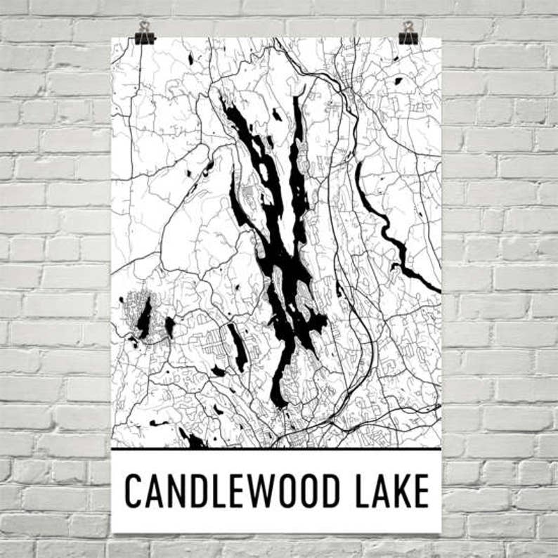 Candlewood Lake Connecticut, Candlewood Lake CT, Candlewood Lake Map, CT Map, Lake Map, Candlewood Lake Art, Connecticut Art, CT Lake Map image 1