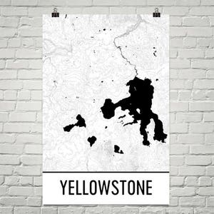 Impression du Parc National de Yellowstone, Yellowstone affiche, carte de Yellowstone, Parc National de voyage Art, Art de cadeau, dans le Wyoming de randonnée, Topo impression