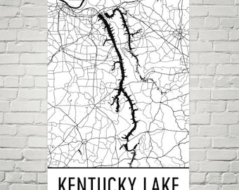 Kaartkunst Kentucky Lake: decor Tennessee Lakes