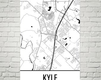 Kyle Texas Map Art Print: Modern City Street Poster