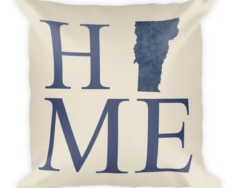 Vermont Map Pillow: USA Made Home Decor Cushion
