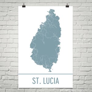 St. Lucia Map, St. Lucia Art, Saint Lucia Print, St. Lucia Island Poster, St. Lucia Gifts, Map of St. Lucia, Caribbean Islands, Honeymoon