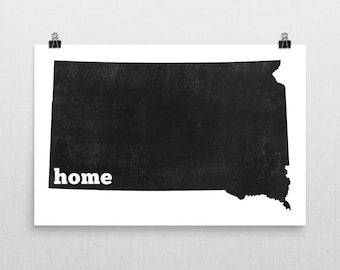South Dakota Map Art Print: Modern Home Decor