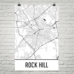 Carte de Rock Hill, Rock Hill SC Art, impression de Rock Hill, Rock Hill en Caroline du Sud affiche, Rock Hill Wall Art, Caroline du Sud cadeaux, Decor