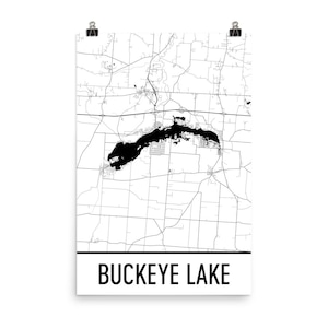 Buckeye Lake Ohio, Buckeye Lake OH, Buckeye Lake Map, Ohio Map, Lake Map, Ohio Lake Art, Buckeye Lake Art, Cottage Decor, Lake Maps