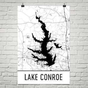 Lake Conroe Texas, Lago Conroe TX, Texas mapa, Texas decoración de, mapa de lago, arte de Lake Conroe, arte, Casa Decor, Conroe Texas, Texas canotaje pescados