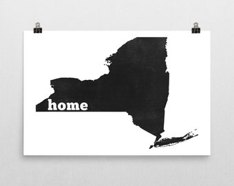 New York Map Art Print: Modern Home Decor, USA Made